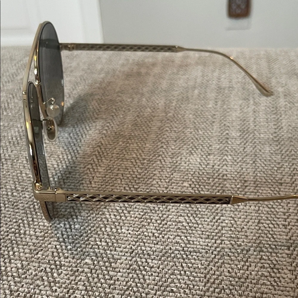 NEW with Case! Jimmy Choo Silver Aviator Sunglasses with Black Lenses